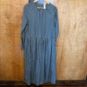 H&M Long Sleeve Gingham Maxi Dress - Blue/Black